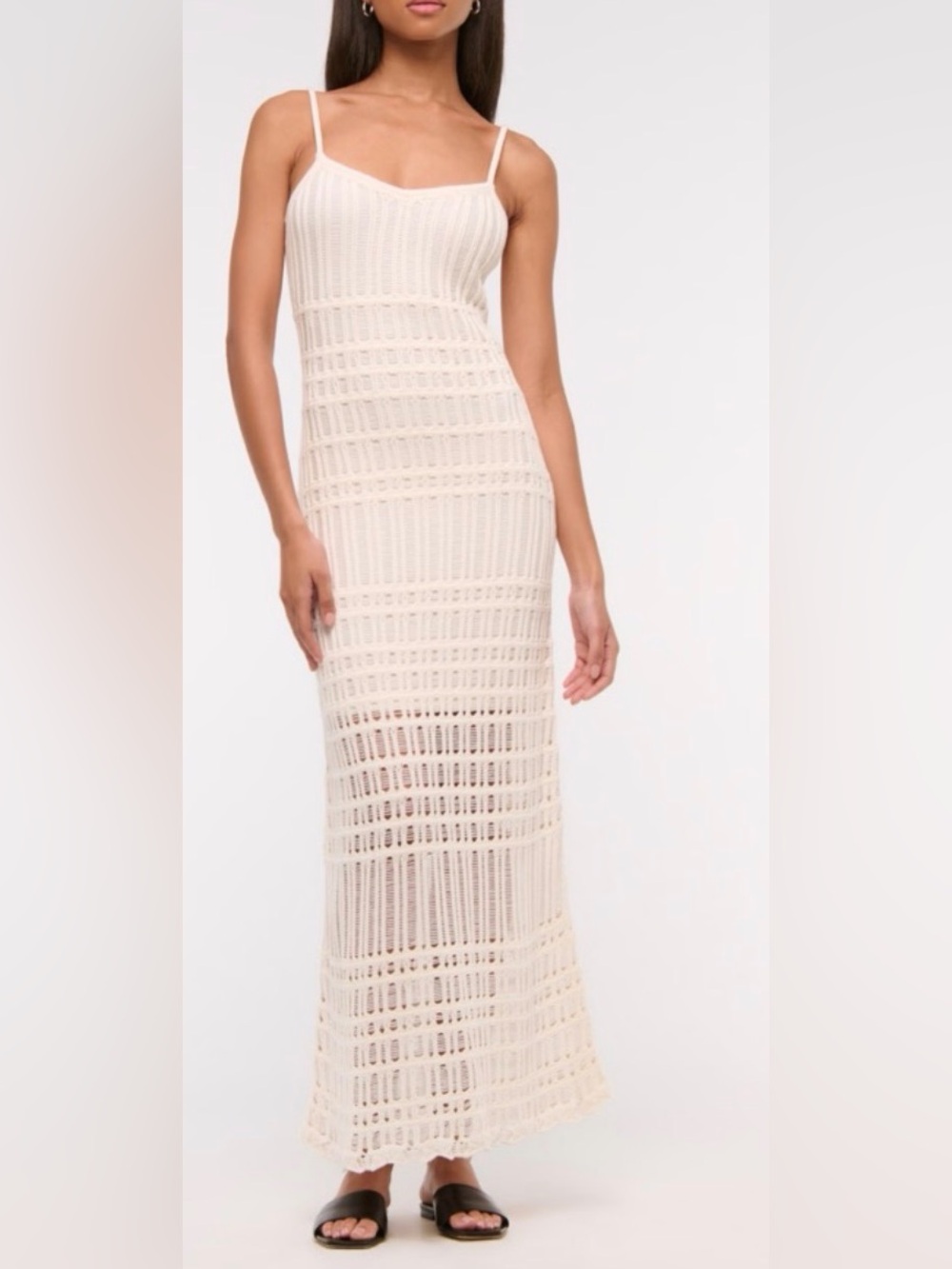 Abercrombie & Fitch Cream Crochet Maxi Dress